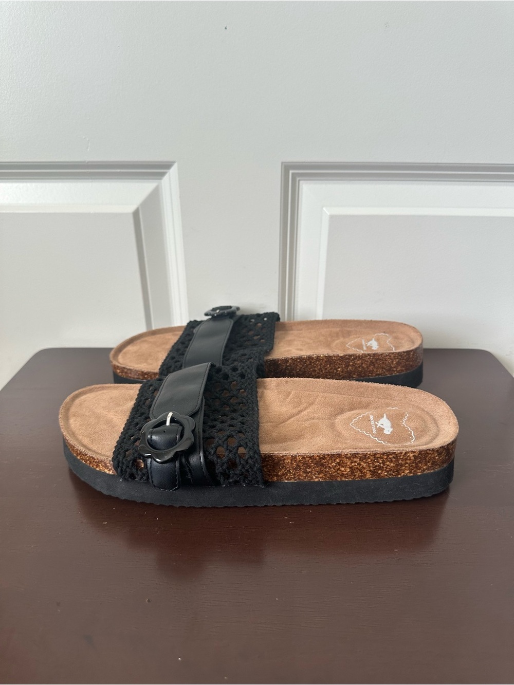 Rocket Dog Alma Black Crochet Strap Slide On Sandals Size 10